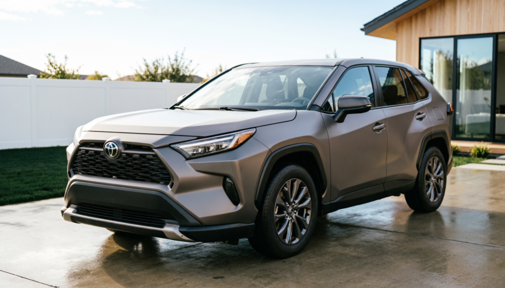 2026 Toyota RAV4 Prime XSE PHEV parked in a modern suburban driveway